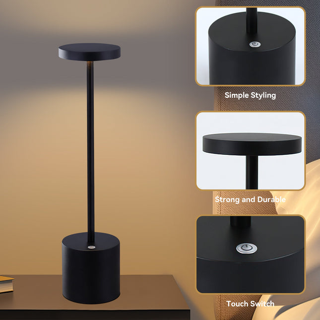 Portable LED Bar Table Lamp Copper Black Silver Modern Touch Light.