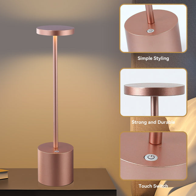 Portable LED Bar Table Lamp Copper Black Silver Modern Touch Light.