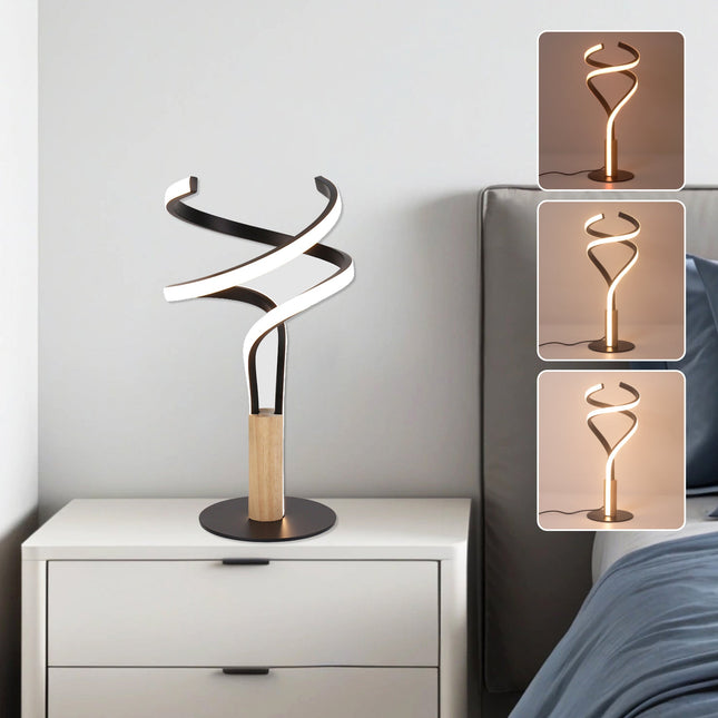 Estelle LED Table Lamp Modern Wave Design with Dimmable Light.