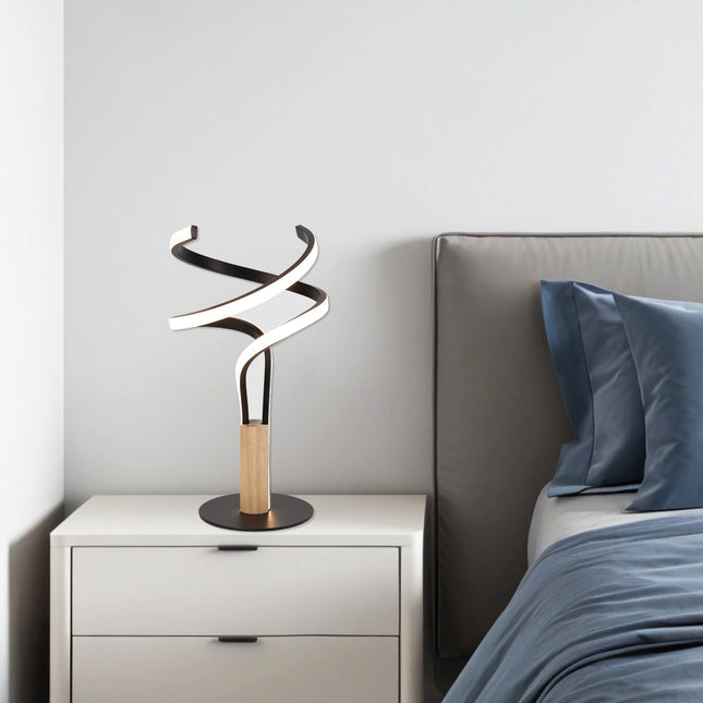 Estelle LED Table Lamp Modern Wave Design with Dimmable Light.