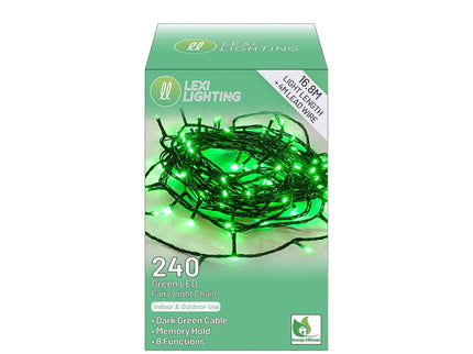 240 Green Led Fairy Light Chain 16.8m