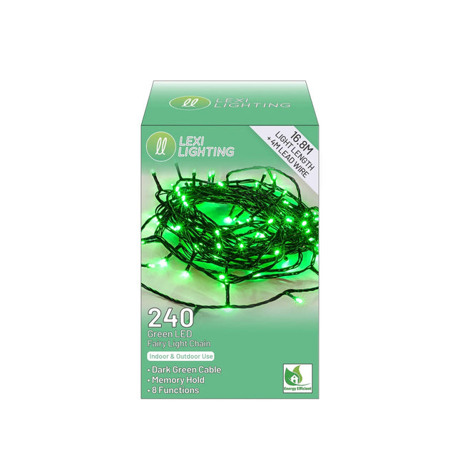 240 Green Led Fairy Light Chain 16.8m