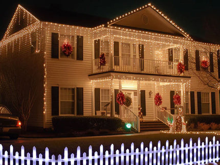 Cool White Christmas Motif LED Pre-Lit Fence