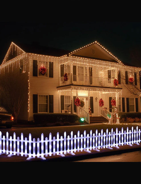 Cool White Christmas Motif LED Pre-Lit Fence