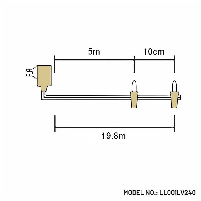 200 Warm White Led Pinecone Fairy Light 19.8m