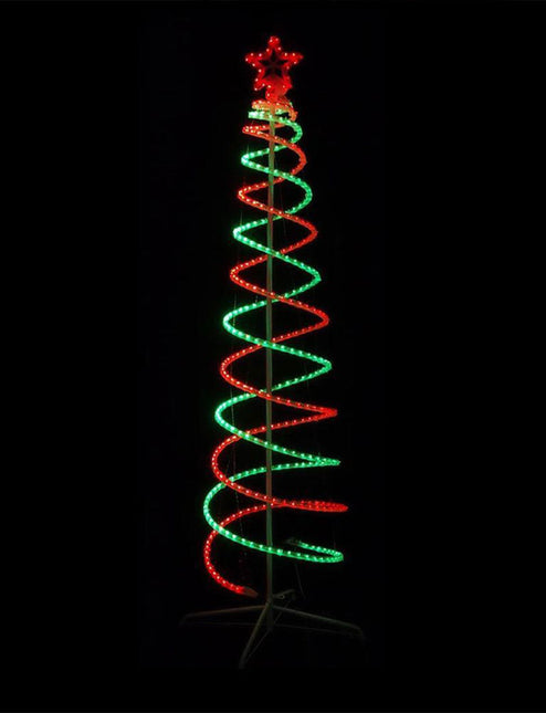 210cm LED Christmas Double Spiral Cone Tree Red & Green
