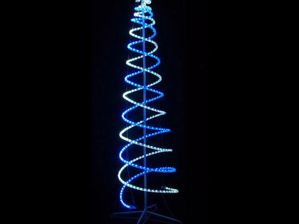 210cm LED Christmas Double Spiral Cone Tree White & Blue