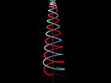 210cm LED Christmas Double Spiral Cone Tree White & Red