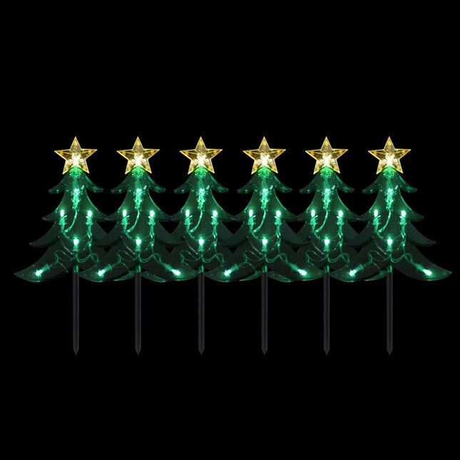 Christmas Tree Stakes LED Dual Power 2.25m Set of 6