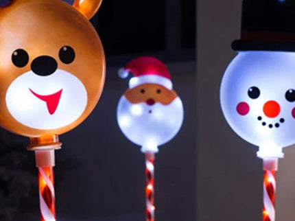 3 LED Santa Snowman Reindeer Pathway Stake Lights