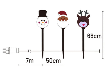 3 LED Santa Snowman Reindeer Pathway Stake Lights