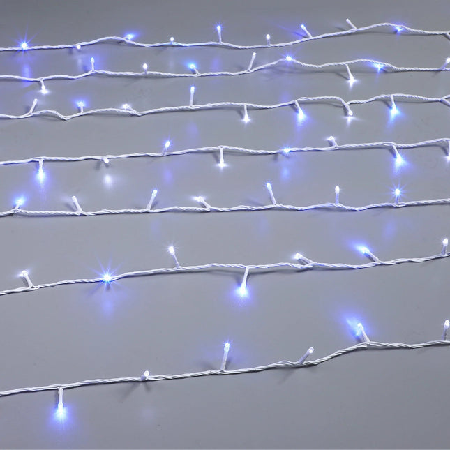 400 BLUE to WHITE Flicker Led Fairy Lights White Cable