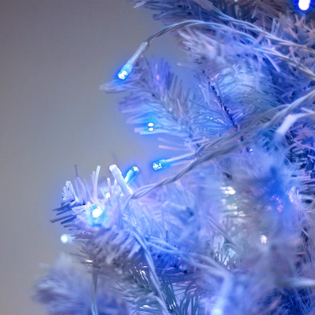 400 BLUE to WHITE Flicker Led Fairy Lights White Cable