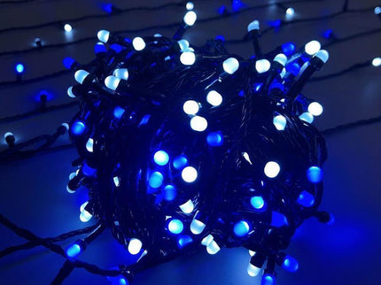 320 BLUE/WHITE Led 8mm Frosted Christmas Fairy Lights Connectable