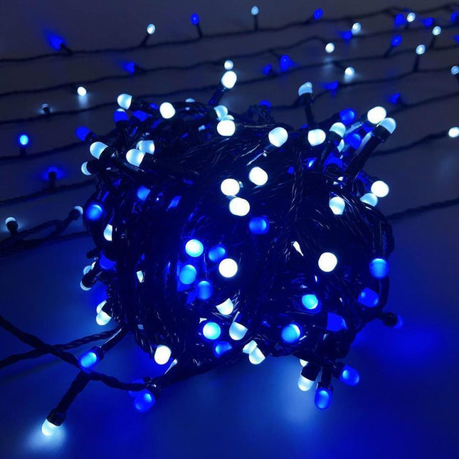 320 BLUE/WHITE Led 8mm Frosted Christmas Fairy Lights Connectable