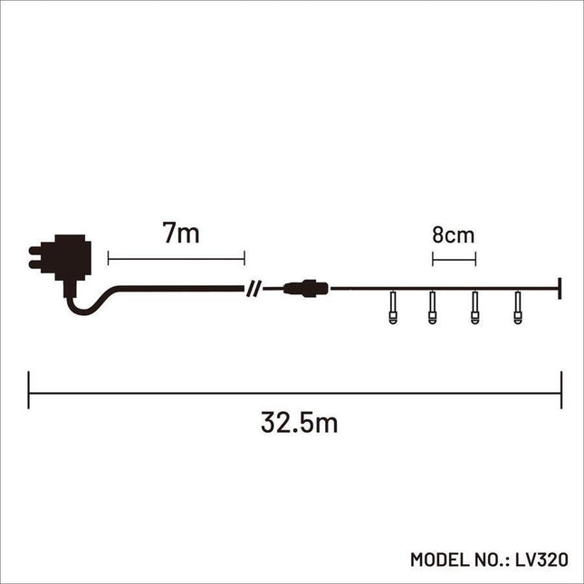 320 COOL WHITE Led 8mm Frosted Fairy Lights