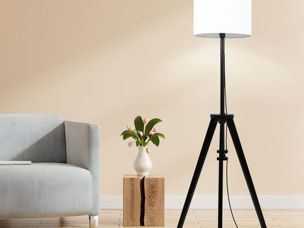 EMITTO Wooden Floor Lamp Modern Tripod Black