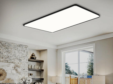 EMITTO 3-Colour Ultra-Thin 5CM LED Ceiling 90W Black for Modern Interior Lighting.