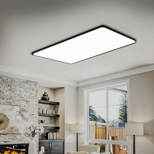 EMITTO 3-Colour Ultra-Thin 5CM LED Ceiling 90W Black for Modern Interior Lighting.