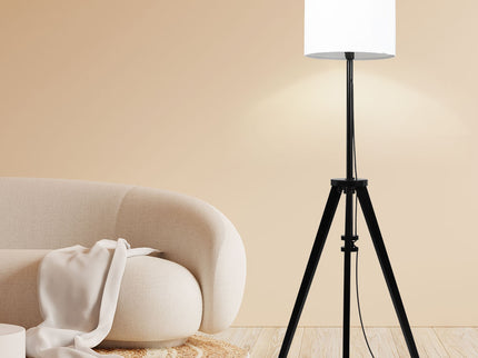 EMITTO Wooden Floor Lamp Modern Tripod Black