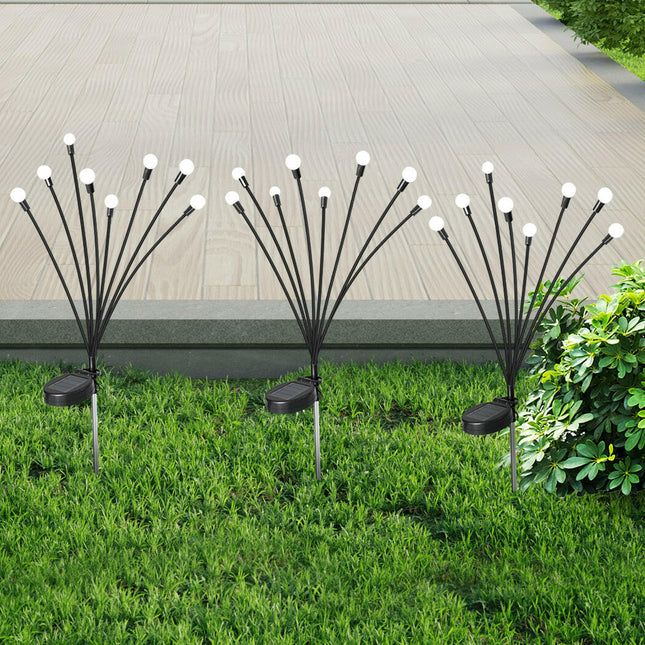 Firfly Solar Lawn Lights 8LED 4PC Outdoor Black for Garden Pathway.