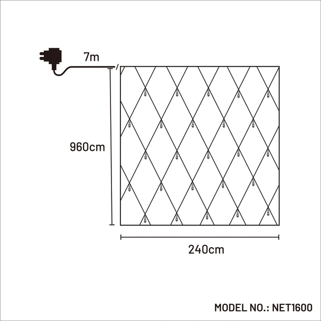 1600 WARM WHITE Led Snowing Net Light Waterfall Effect