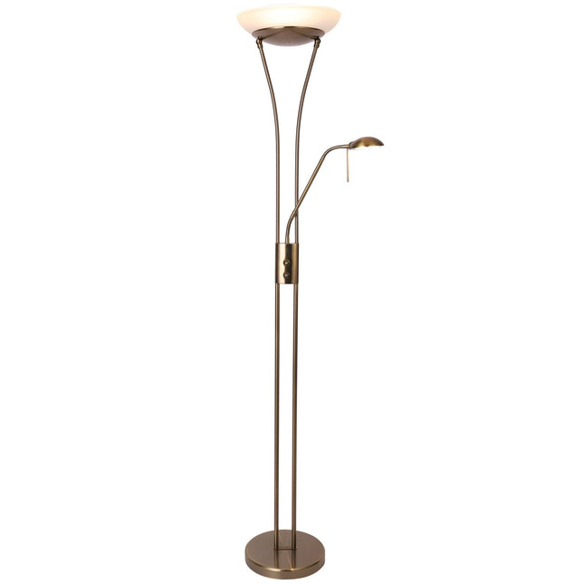 Reed LED Mother & Child Floor Lamp Black Antique Brass Satin Chrome.