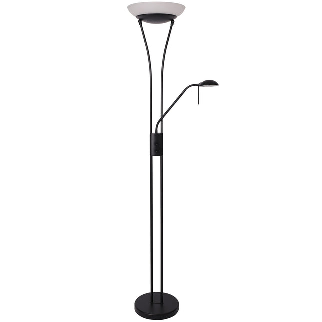Reed LED Mother & Child Floor Lamp Black Antique Brass Satin Chrome.