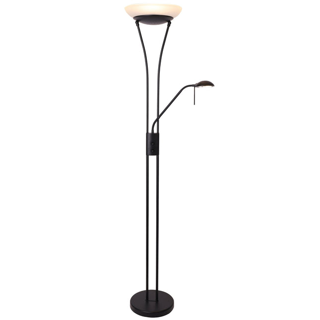 Reed LED Mother & Child Floor Lamp Black Antique Brass Satin Chrome.