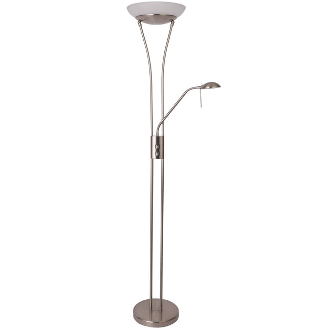 Reed LED Mother & Child Floor Lamp Black Antique Brass Satin Chrome.