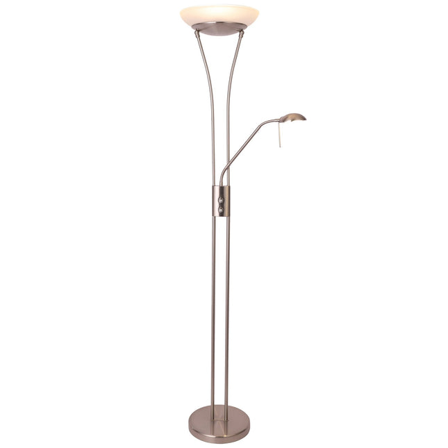 Reed LED Mother & Child Floor Lamp Black Antique Brass Satin Chrome.