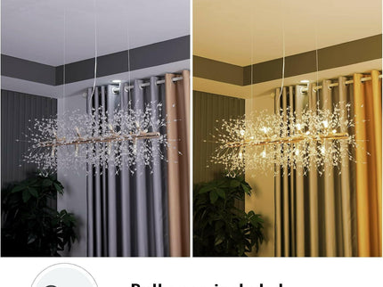 Modern Crystal Chandelier Firework 12 Lights with Adjustable Colors.