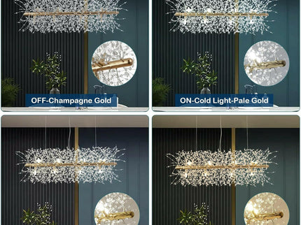 Modern Crystal Chandelier Firework 12 Lights with Adjustable Colors.
