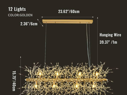 Modern Crystal Chandelier Firework 12 Lights with Adjustable Colors.