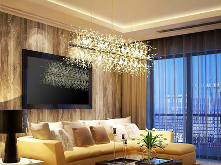 Modern Crystal Chandelier Firework 12 Lights with Adjustable Colors.