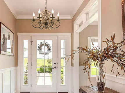 French Country Chandelier 6 Lights Rustic Farmhouse Lighting Fixture.