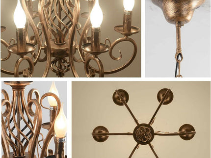 French Country Chandelier 6 Lights Rustic Farmhouse Lighting Fixture.