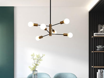 Sputnik Chandelier Modern Industrial 6-Light Black and Gold Pendant Light