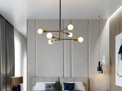 Sputnik Chandelier Modern Industrial 6-Light Black and Gold Pendant Light