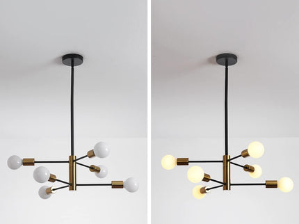 Sputnik Chandelier Modern Industrial 6-Light Black and Gold Pendant Light
