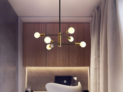 Sputnik Chandelier Modern Industrial 6-Light Black and Gold Pendant Light