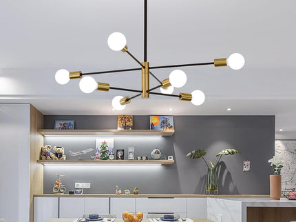 Sputnik Chandelier Modern Industrial 8-Light Black Gold Stylish Ceiling Light