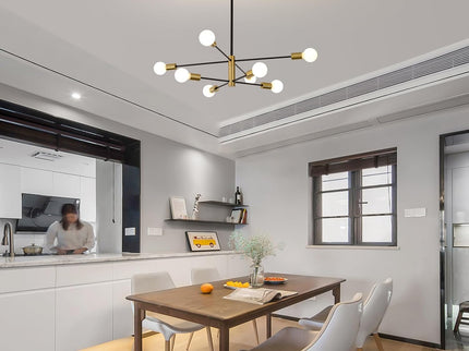 Sputnik Chandelier Modern Industrial 8-Light Black Gold Stylish Ceiling Light