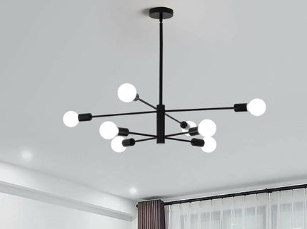 Modern Sputnik Chandelier 8 Light Black Stylish Ceiling Light Fixture.