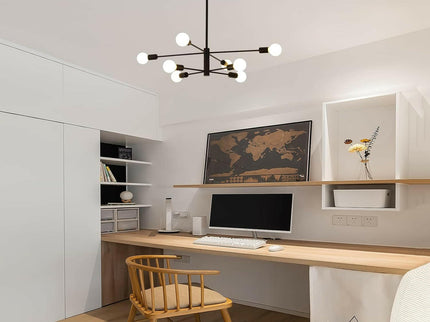 Modern Sputnik Chandelier 8 Light Black Stylish Ceiling Light Fixture.
