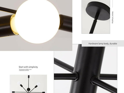 Modern Sputnik Chandelier 8 Light Black Stylish Ceiling Light Fixture.