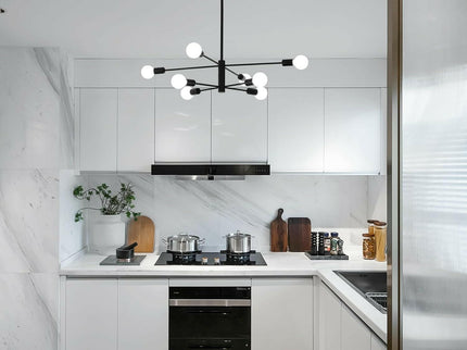 Modern Sputnik Chandelier 8 Light Black Stylish Ceiling Light Fixture.