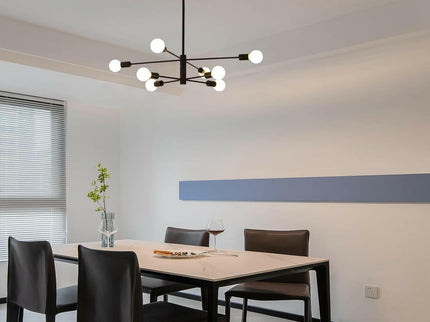 Modern Sputnik Chandelier 8 Light Black Stylish Ceiling Light Fixture.