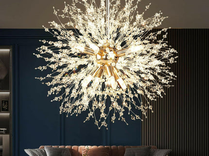 Modern Crystal Chandelier Firework 8 Lights Elegant Pendant Light.