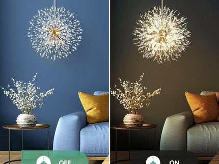 Modern Crystal Chandelier Firework 8 Lights Elegant Pendant Light.